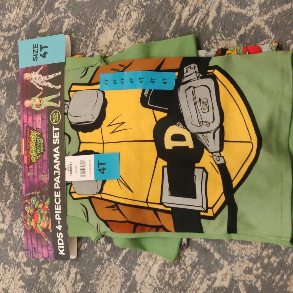 New!Nickelodeon ninja turtle 4 piece PJ set sz 4t Y2K Retro Vintage Inspired